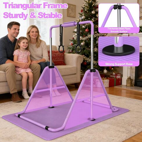 KINMAC Gymnastics Bar for Kids, Gymnastics Horizontal Bar with Adjustable Height Foldable Training Bar with Mat for Home Practice in Saudi Arabia