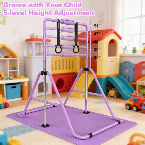 KINMAC Gymnastics Bar for Kids, Gymnastics Horizontal Bar with Adjustable Height Foldable Training Bar with Mat for Home Practice in Saudi Arabia