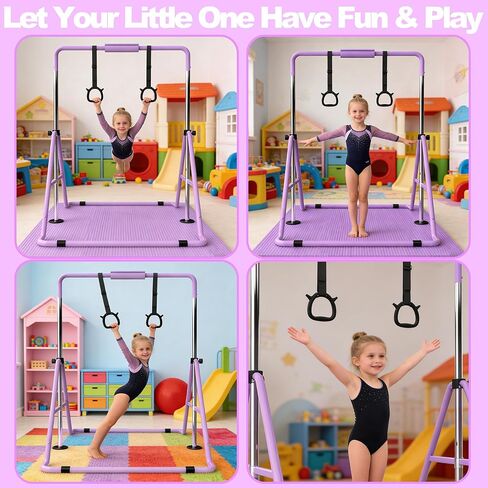 KINMAC Gymnastics Bar for Kids, Gymnastics Horizontal Bar with Adjustable Height Foldable Training Bar with Mat for Home Practice in Saudi Arabia