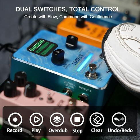 دواسة جيتار Yuer Looper 40 فتحة و160 دقيقة وقت تكرار غير محدود، تسجيل، تراجع/إعادة، إيقاف ومسح للجيتار الكهربائي/الجهير/دواسة حلقة الجيتار الصوتية in Kuwait