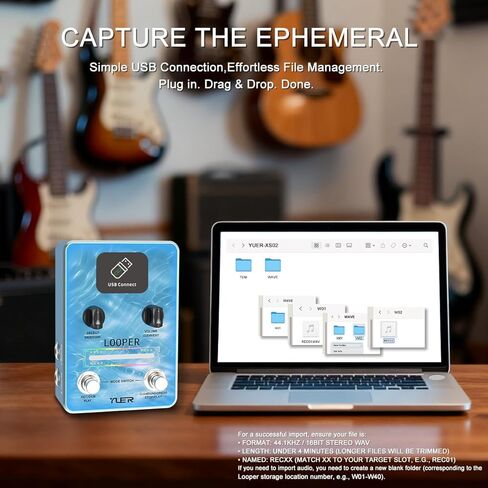 دواسة جيتار Yuer Looper 40 فتحة و160 دقيقة وقت تكرار غير محدود، تسجيل، تراجع/إعادة، إيقاف ومسح للجيتار الكهربائي/الجهير/دواسة حلقة الجيتار الصوتية in Kuwait