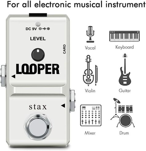 Stax 1GB SD Card Loop Station Pedal - دواسة جيتار Looper مع تسجيل 10 دقائق، عدد غير محدود من Overdubs، تجاوز حقيقي. in Kuwait
