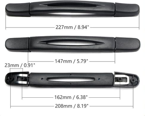 2Pcs Luggage Handle Replacement 9.06" x 0.98"（230mm x 25mm） Black Plastic Pull Suitcase Handle in Saudi Arabia