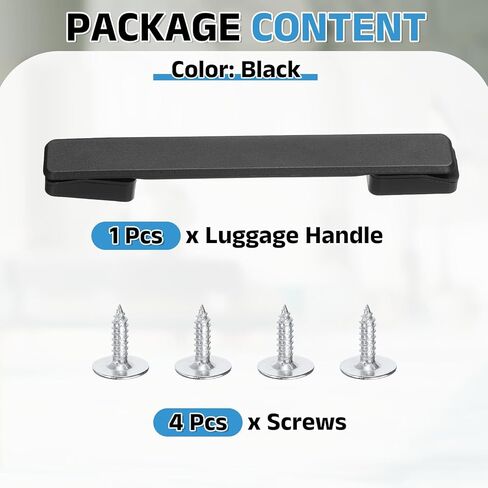 PATIKIL 7.56 Inch Luggage Handle Replacement, Plastic Pull Handle Grip with 4 Screws for Luggage Toolbox Storage Box Case Repair - 5Pcs (Black) in Kuwait