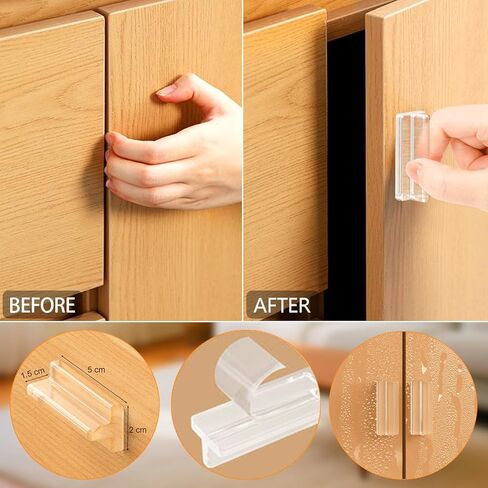 Clear Self-Adhesive Invisible Drawer Pulls, No Drill & Nails Hidden Cabinet Handles, Strong Self-Stick Concealed Transparent Silicone Push Pull Handle for Furniture, Wardrobe, Drawers, Doors (4PCS) in Kuwait