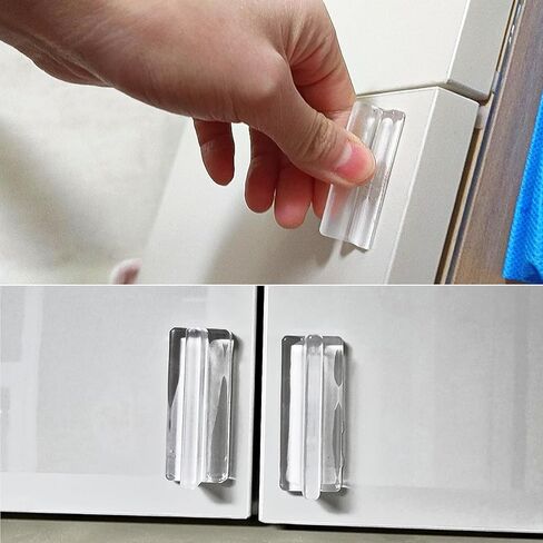Clear Self-Adhesive Invisible Drawer Pulls, No Drill & Nails Hidden Cabinet Handles, Strong Self-Stick Concealed Transparent Silicone Push Pull Handle for Furniture, Wardrobe, Drawers, Doors (4PCS) in Kuwait