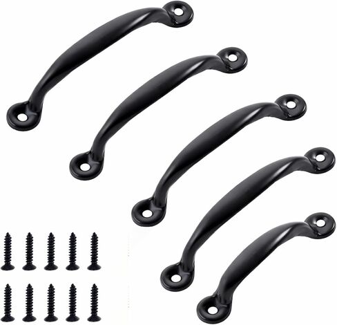 5 Pack Black Cabinet Pulls, 4-7/8 Inch Modern Drawer Pulls, Matte Black Kitchen Cabinet Handles Hardware for Dresser, Cupboards & Bathroom Vanity in Saudi Arabia