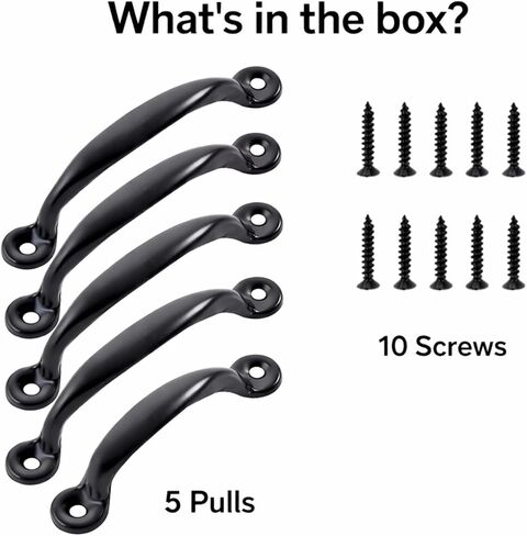 5 Pack Black Cabinet Pulls, 4-7/8 Inch Modern Drawer Pulls, Matte Black Kitchen Cabinet Handles Hardware for Dresser, Cupboards & Bathroom Vanity in Saudi Arabia