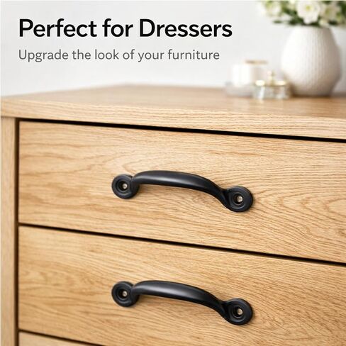 5 Pack Black Cabinet Pulls, 4-7/8 Inch Modern Drawer Pulls, Matte Black Kitchen Cabinet Handles Hardware for Dresser, Cupboards & Bathroom Vanity in Saudi Arabia