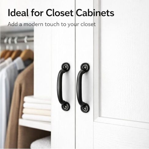 5 Pack Black Cabinet Pulls, 4-7/8 Inch Modern Drawer Pulls, Matte Black Kitchen Cabinet Handles Hardware for Dresser, Cupboards & Bathroom Vanity in Saudi Arabia
