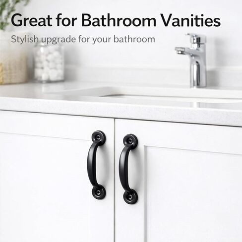5 Pack Black Cabinet Pulls, 4-7/8 Inch Modern Drawer Pulls, Matte Black Kitchen Cabinet Handles Hardware for Dresser, Cupboards & Bathroom Vanity in Saudi Arabia