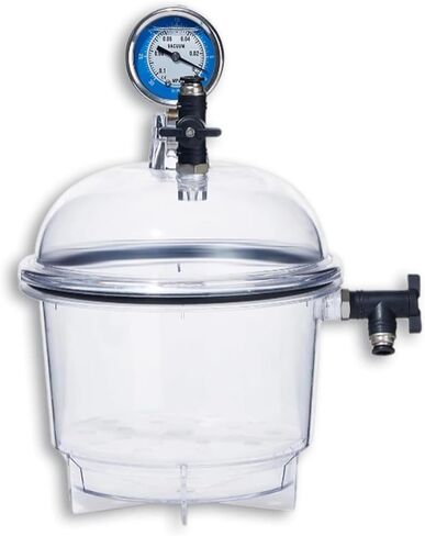 مجفف فراغ، مجفف فراغ هيالين مختبر، جرة مجفف فراغ البلاستيك 150/250 مم، مع مقياس الضغط السلبي، صمام مزدوج، للتخزين، والتجفيف، والتخزين in Kuwait