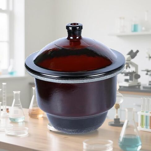 مجفف فراغ زجاجي، مجفف زجاجي بقطر داخلي 350 مم/400 مم، يتضمن لوح سيراميك، مادة سميكة، قوي ومتين، مناسب للتجفيف بالفراغ في المختبرات in Kuwait