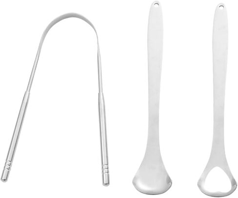 VALICLUD Set 3pcs Stainless Steel Scrapers Oral for Boys and Girls Adults Easy to Use Clean Bad Breath in Saudi Arabia
