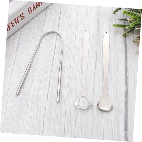 Tongue Set 3 Pcs Oral Brush Stainless Steel Tongue Scrapers for Oral Health Bad Breath Relief in Saudi Arabia
