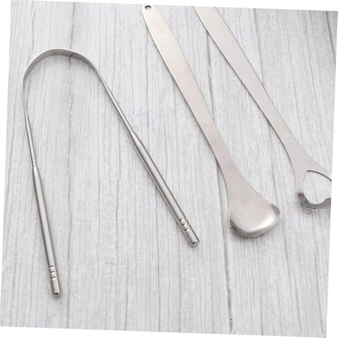 Tongue Set 3 Pcs Oral Brush Stainless Steel Tongue Scrapers for Oral Health Bad Breath Relief in Saudi Arabia