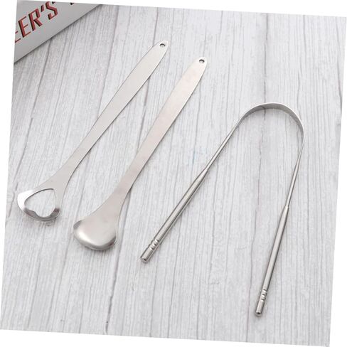 Tongue Set 3 Pcs Oral Brush Stainless Steel Tongue Scrapers for Oral Health Bad Breath Relief in Saudi Arabia