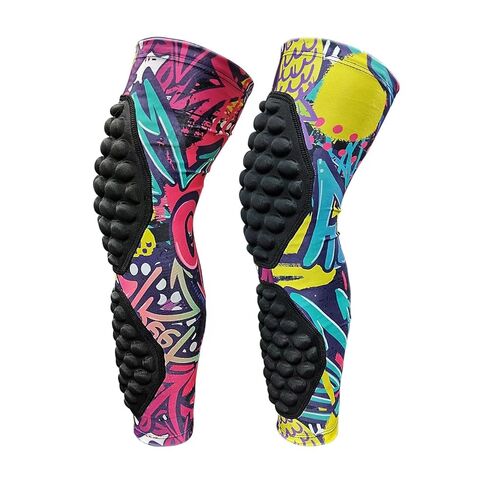 Youth Long Leg Compression Sleeve with Knee & Calf Pads for Wrestling, Basketball, Volleyball 1 Pair Pink YXL in Saudi Arabia