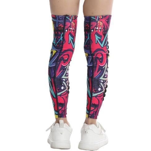 Youth Long Leg Compression Sleeve with Knee & Calf Pads for Wrestling, Basketball, Volleyball 1 Pair Pink YXL in Saudi Arabia