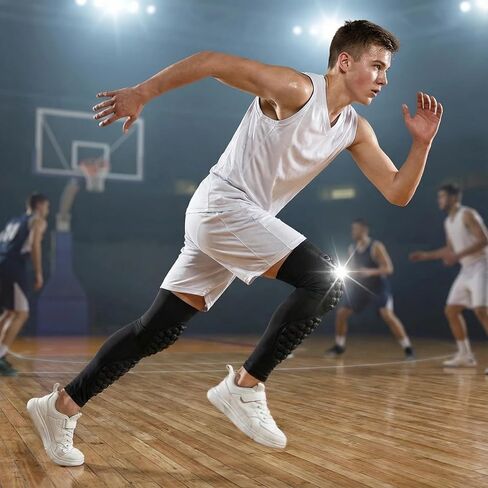 Youth Long Leg Compression Sleeve with Knee & Calf Pads for Wrestling, Basketball, Volleyball 1 Pair Pink YXL in Saudi Arabia