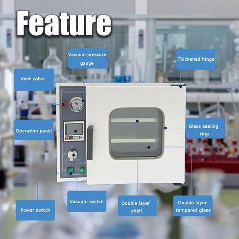 1.9 Cu ft Lab Digital Vacuum Drying Oven 50~200℃ Equipped with LCD Display Screen Heat Treat Oven Intelligent Dryer Adjustable Fan Speed 110V 1400W in Kuwait