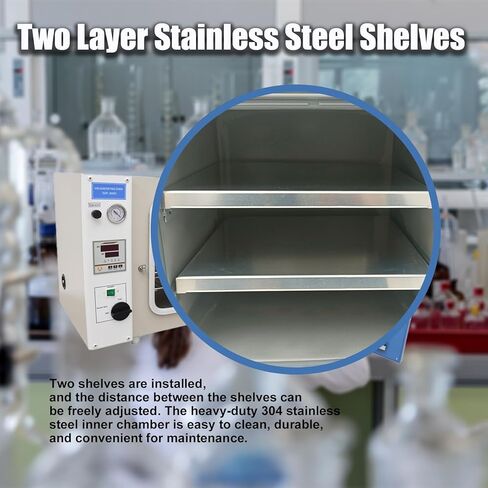 1.9 Cu ft Lab Digital Vacuum Drying Oven 50~200℃ Equipped with LCD Display Screen Heat Treat Oven Intelligent Dryer Adjustable Fan Speed 110V 1400W in Kuwait