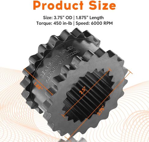 6JE أكمام مطاطية من المطاط الصناعي لـ S-Flex Sure Flex Gear Sleeve Atlas Copco، Ingersoll Rand، 3.75 بوصة OD، 1.875 بوصة طول المطاط الصناعي، عزم دوران 450 بوصة، 6000 دورة في الدقيقة كم مقرنة مرنة in Kuwait