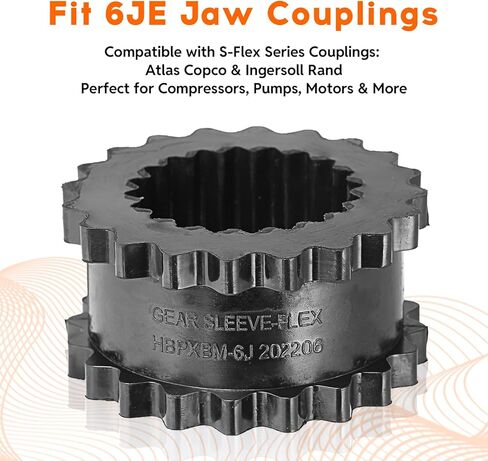 6JE أكمام مطاطية من المطاط الصناعي لـ S-Flex Sure Flex Gear Sleeve Atlas Copco، Ingersoll Rand، 3.75 بوصة OD، 1.875 بوصة طول المطاط الصناعي، عزم دوران 450 بوصة، 6000 دورة في الدقيقة كم مقرنة مرنة in Kuwait