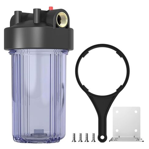 Whole House Water Filter Housing (WH-C10HD), 10" x 4.5" Sediment etc Filter Universal Housing, Pre-Filtration System for Well and City Water, 1" NPT Port, Pressure Release(Clear Housing) in Saudi Arabia
