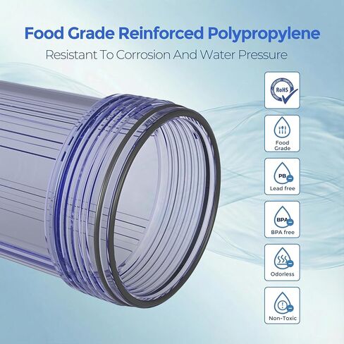 Whole House Water Filter Housing (WH-C10HD), 10" x 4.5" Sediment etc Filter Universal Housing, Pre-Filtration System for Well and City Water, 1" NPT Port, Pressure Release(Clear Housing) in Saudi Arabia