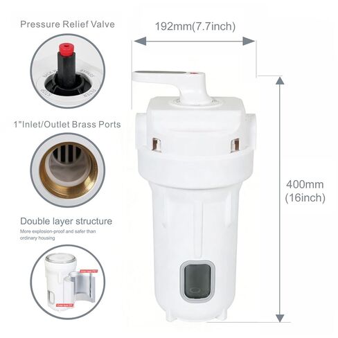 Geekpure 10-Inch Whole House Big Water Filter Housing-Fit for 4.5"x10"Filters -1 Inch NPT Brass Port with Clear Bottom Viewing Window and 4 Working Positions- Filter, Bypass, Backwash, Stop in Saudi Arabia