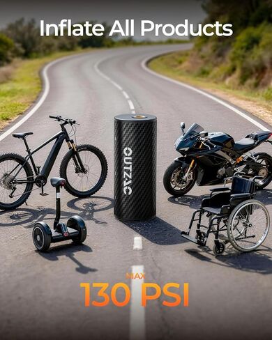 Jet Mini Bike Pump, 20S Fast Inflate Electric Bicycle Pump, 130 PSI Portable Bike Air Pump with Gauge, Presta & Schrader Valve for Road Bike, Motorcycle, Sports Ball in Saudi Arabia