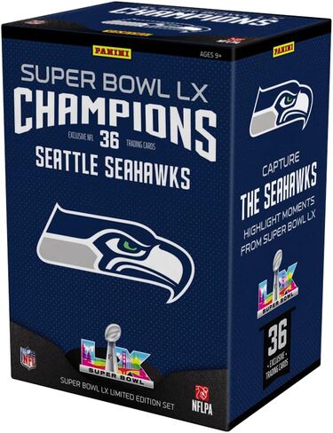Panini Super Bowl LX Champions Seattle Seahawks Trading Cards Set, 36 Cards, Limited Edition, NFL Licensed in Saudi Arabia