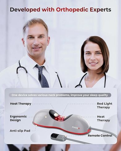 نقالة ساخنة للرقبة مع العلاج بالضوء الأحمر، جهاز جر عنق الرحم اللاسلكي لتخفيف آلام المفصل الفكي الصدغي واسترخاء الكتف، وسادة تدليك جر الرقبة للاستخدام في المنزل/المكتب، رمادي in Kuwait