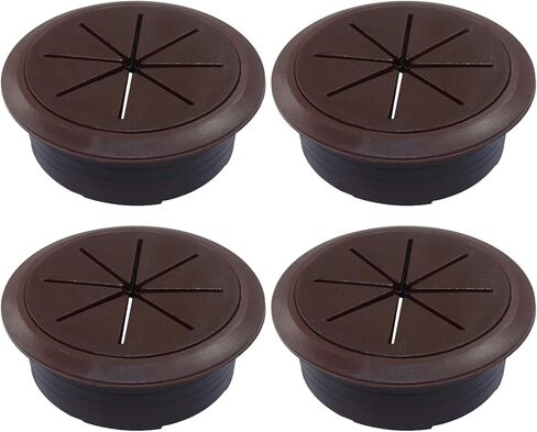 2 Pcs 2-3/8 Inch Brown Desk Grommet, Plastic Desk Hole Cover for Cables, Wire Cable Cord Organizer Flexible Grommet Hole Cover for Office Home TV Tabletops Stands in Saudi Arabia