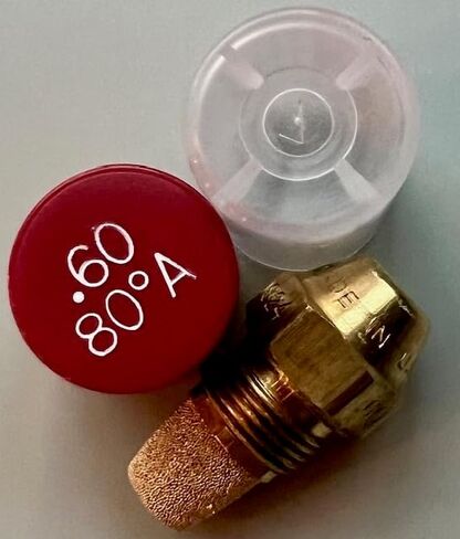Two Pack - Oil Burner Nozzle, .60 80 A, Hollow Spray Red Cap .60 80A Oil Nozzle .60 Gallons per minute with a hollow 80 degree Spray in Saudi Arabia
