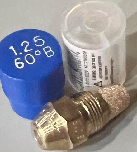 Oil Burner Nozzle, 1.25 60 B, Solid Spray Blue Cap 1.25 60 B Oil Nozzle 1.25 Gallons per minute with a 60 degree Solid Spray in Saudi Arabia