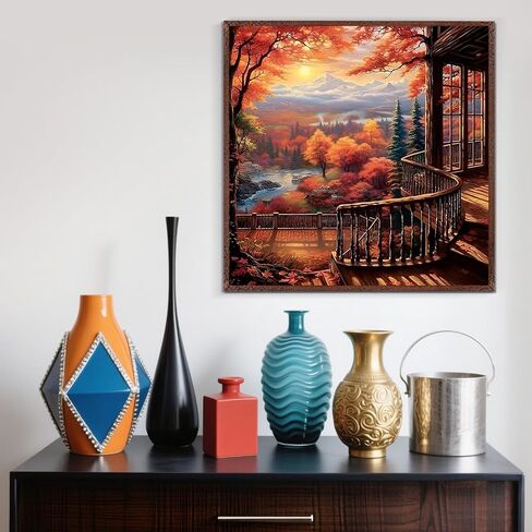 فال Fall Farm Pumpkin Baskting مجموعات اللوحات الماس للبالغين ، وأطقم فنون الماس 5D للمبتدئين البالغين ، و DIY كامل الحفر الماس DIAMOND DOT الطلاء الأحجار الكريمة للبالغين ، وديكور الجدار المنزلي 13.8x13.8 بوصة in Kuwait