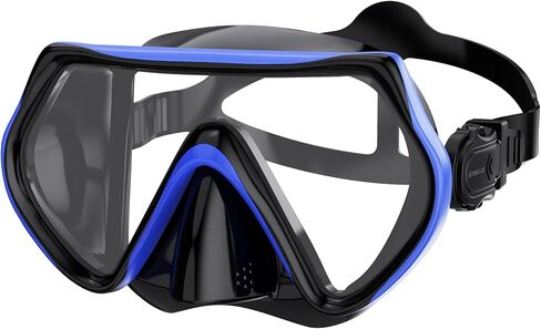 Diving Mask Snorkel Goggles for Adults, Swimming Goggles with Nose Cover Anti-Fog 180 Wide View Scuba Mask Snorkling Gear Tempered Glass in Saudi Arabia