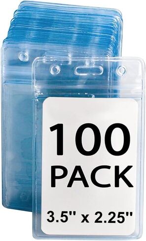 100PACK اسم شارة الحاملين اسم علامة العلامة شارة الشارة البلاستيكية واضحة حامل معرف الحبل (100pcs عمودي) in Kuwait