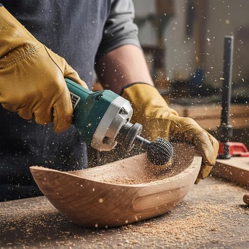 4 Pcs Sphere Rotary Burr Set, Ball Gouge Angle Grinder Attachments, Ball Gouge for Angle Grinder, Spherical Grinding Head Wood Carving Burrs for, Slotting, Engraving,Polishing (Black, 5/8-11 Threads) in Kuwait