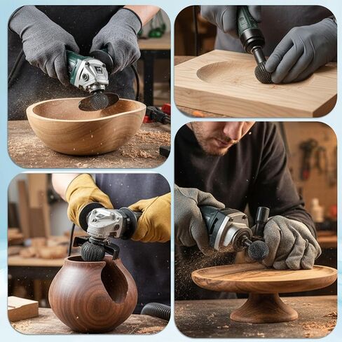 4 Pcs Sphere Rotary Burr Set, Ball Gouge Angle Grinder Attachments, Ball Gouge for Angle Grinder, Spherical Grinding Head Wood Carving Burrs for, Slotting, Engraving,Polishing (Black, 5/8-11 Threads) in Kuwait