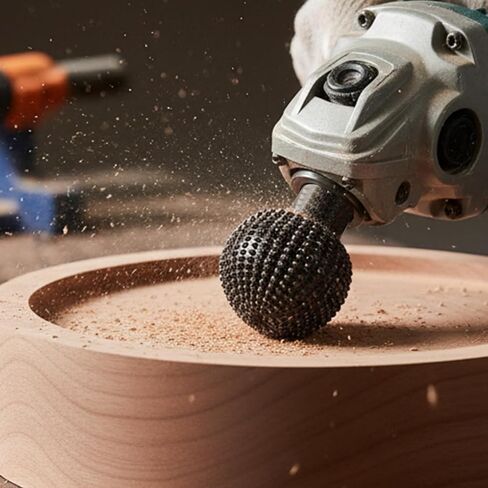 4 Pcs Sphere Rotary Burr Set, Ball Gouge Angle Grinder Attachments, Ball Gouge for Angle Grinder, Spherical Grinding Head Wood Carving Burrs for, Slotting, Engraving,Polishing (Black, 5/8-11 Threads) in Kuwait