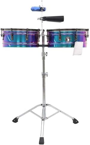 مجموعة 5d2 مقاس 14 بوصة و15 بوصة من الكروم الأرجواني - مع حامل قابل للتعديل، وجرس البقر والمفتاح - طبول الطبول اللاتينية الإيقاعية in Kuwait