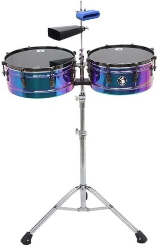 مجموعة 5d2 مقاس 14 بوصة و15 بوصة من الكروم الأرجواني - مع حامل قابل للتعديل، وجرس البقر والمفتاح - طبول الطبول اللاتينية الإيقاعية in Kuwait