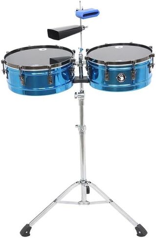 مجموعة 5d2 مقاس 14 بوصة و15 بوصة من الكروم الأزرق - مع حامل قابل للتعديل، وجرس البقر والمفتاح - براميل الطبول ذات الإيقاع اللاتيني in Kuwait