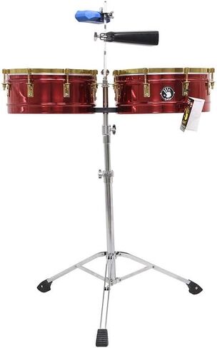 مجموعة 5d2 14 بوصة و15 بوصة من الكروم الأحمر - مع حامل قابل للتعديل، وجرس البقر والمفتاح - براميل الطبول ذات الإيقاع اللاتيني in Kuwait