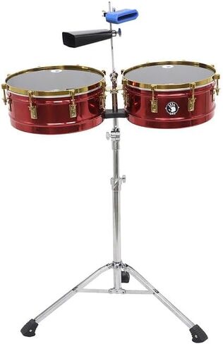 مجموعة 5d2 14 بوصة و15 بوصة من الكروم الأحمر - مع حامل قابل للتعديل، وجرس البقر والمفتاح - براميل الطبول ذات الإيقاع اللاتيني in Kuwait