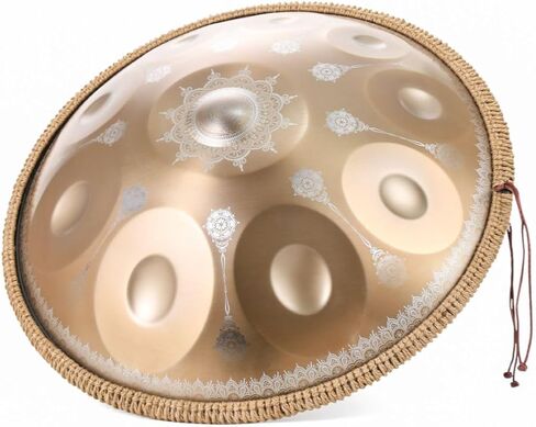 Mandala-Embossed 440Hz Steel Tongue Drum | D Minor 10 Gold Notes Handpan Percussion Instrument in Saudi Arabia