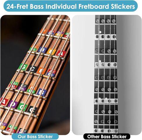 مجموعة تعلم الجهير: 3 ملصقات فريتس وقطعة واحدة 30 سم × 20 سم × 1 مم بطاقة فاصلة من مادة PVC - التدريب المنزلي والدرس الذي يجب اقتناؤه لعازفي الجيتار والهوايات المبتدئين in Kuwait